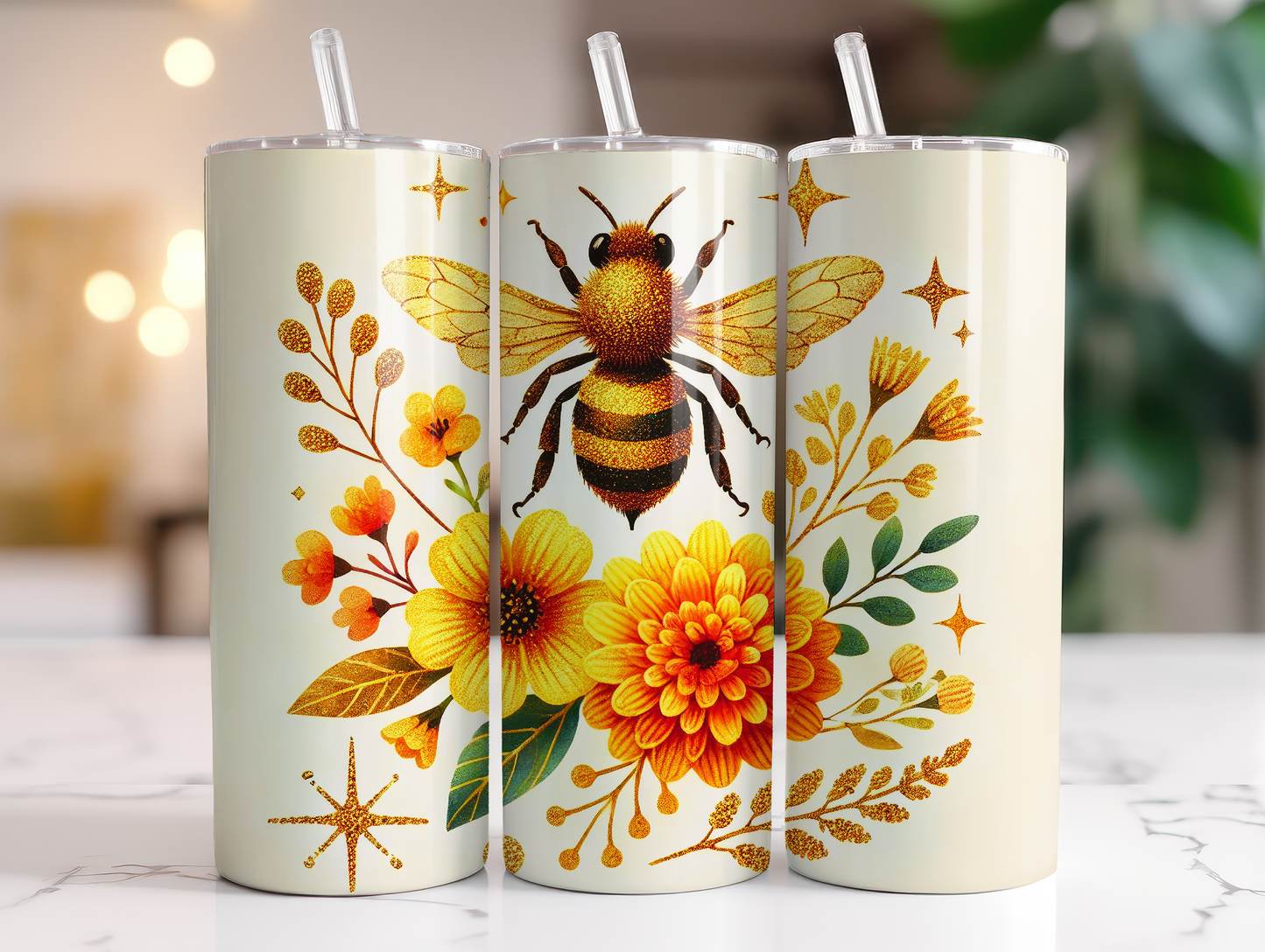 20oz Honey bee floral