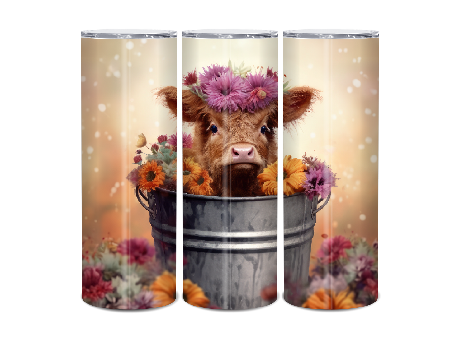 20oz Highland Cow in bucket Tumbler