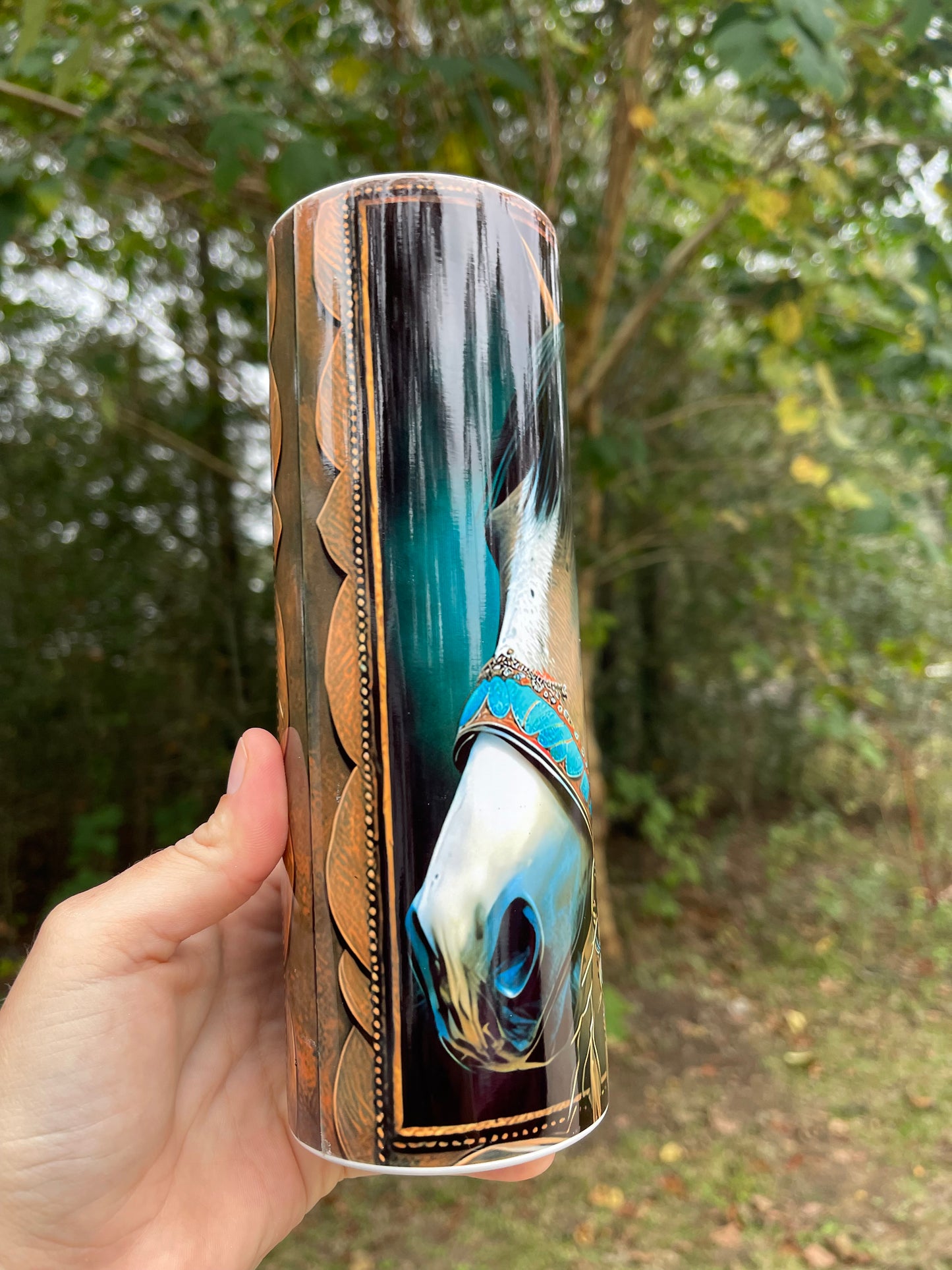 Teal horse tumbler