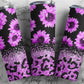 20oz Pink and Black glitter sunflower Tumbler