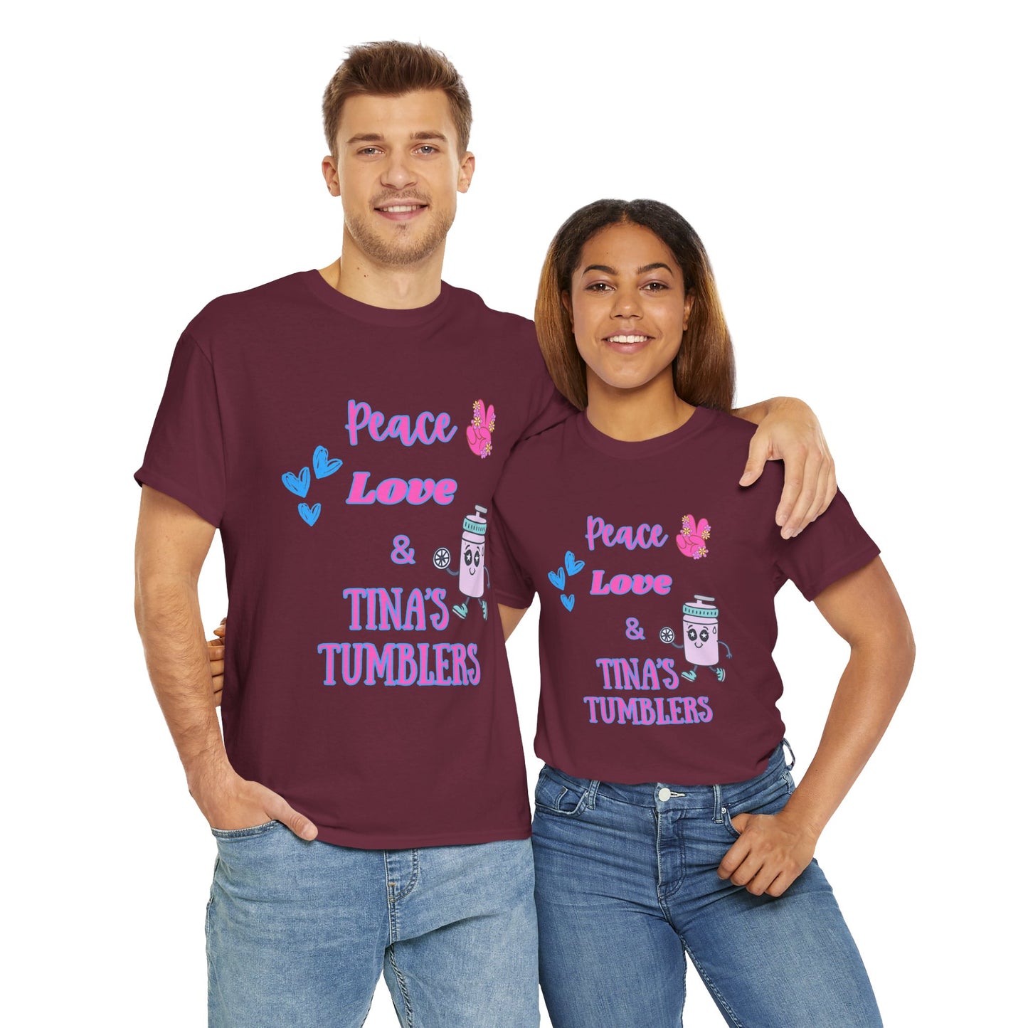 Peace, Love & Tumblers Tee WITH LOGO ON BACK - Unisex Cotton Shirt