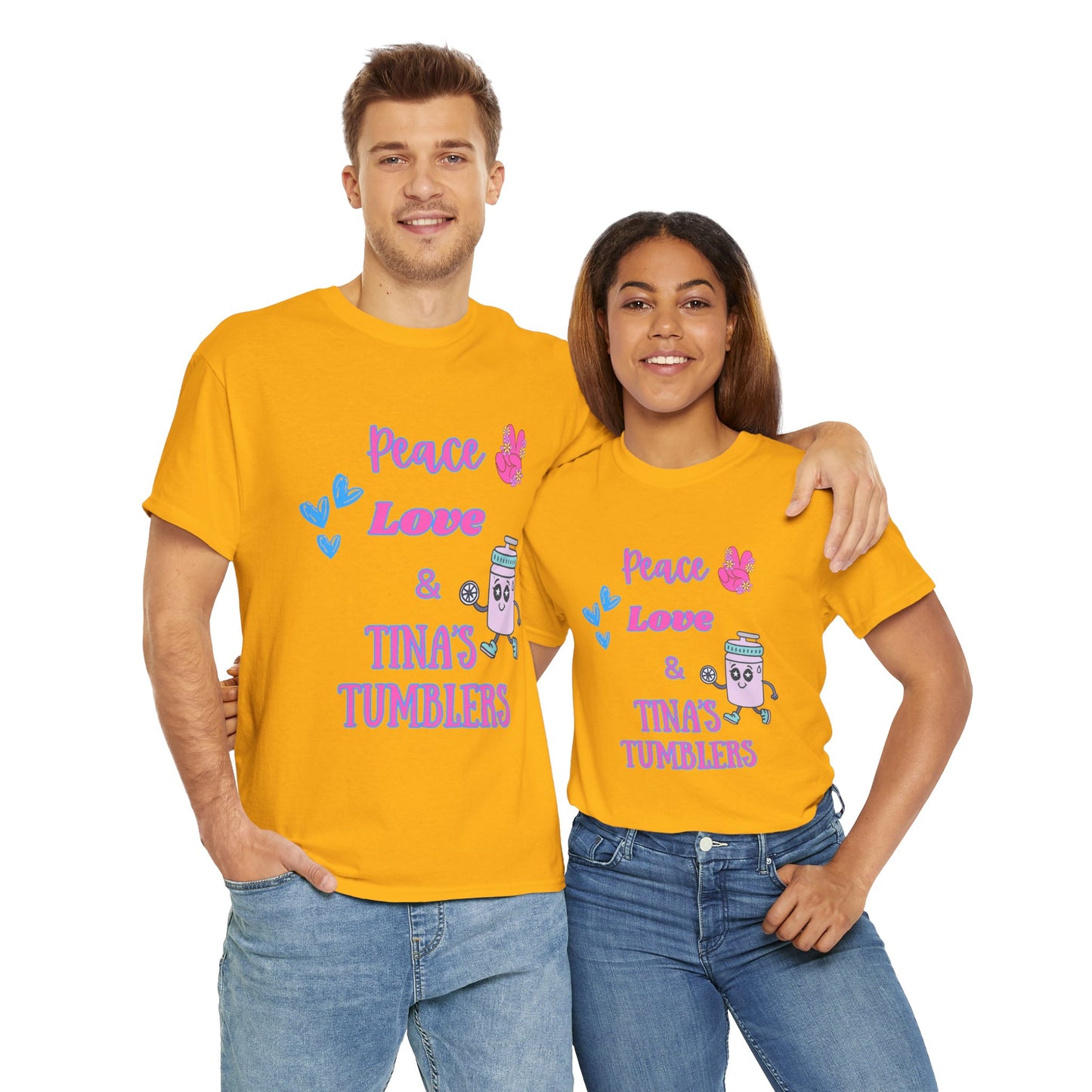 Peace, Love & Tumblers Tee WITH LOGO ON BACK - Unisex Cotton Shirt