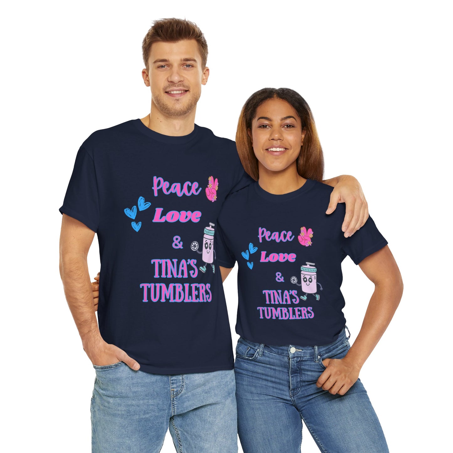 Peace, Love & Tumblers Tee WITH LOGO ON BACK - Unisex Cotton Shirt