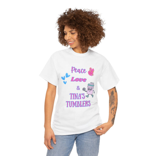 Peace, Love & Tumblers Tee WITH LOGO ON BACK - Unisex Cotton Shirt