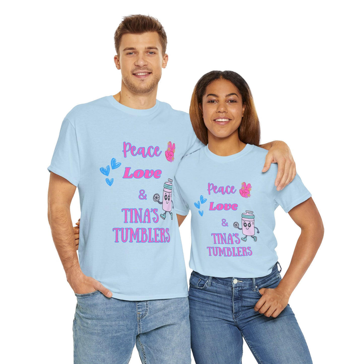Peace, Love & Tumblers Tee WITH LOGO ON BACK - Unisex Cotton Shirt