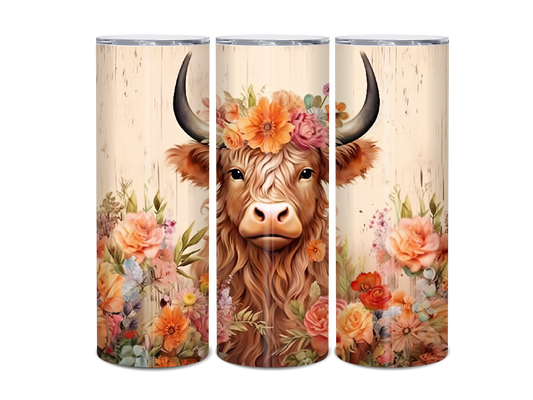 20oz Highland Cow wood look tumbler