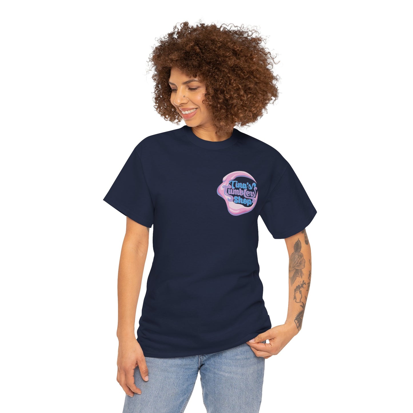 Tina's Tumblers Shop Logo ~ Whimsical Unisex Cotton Tee