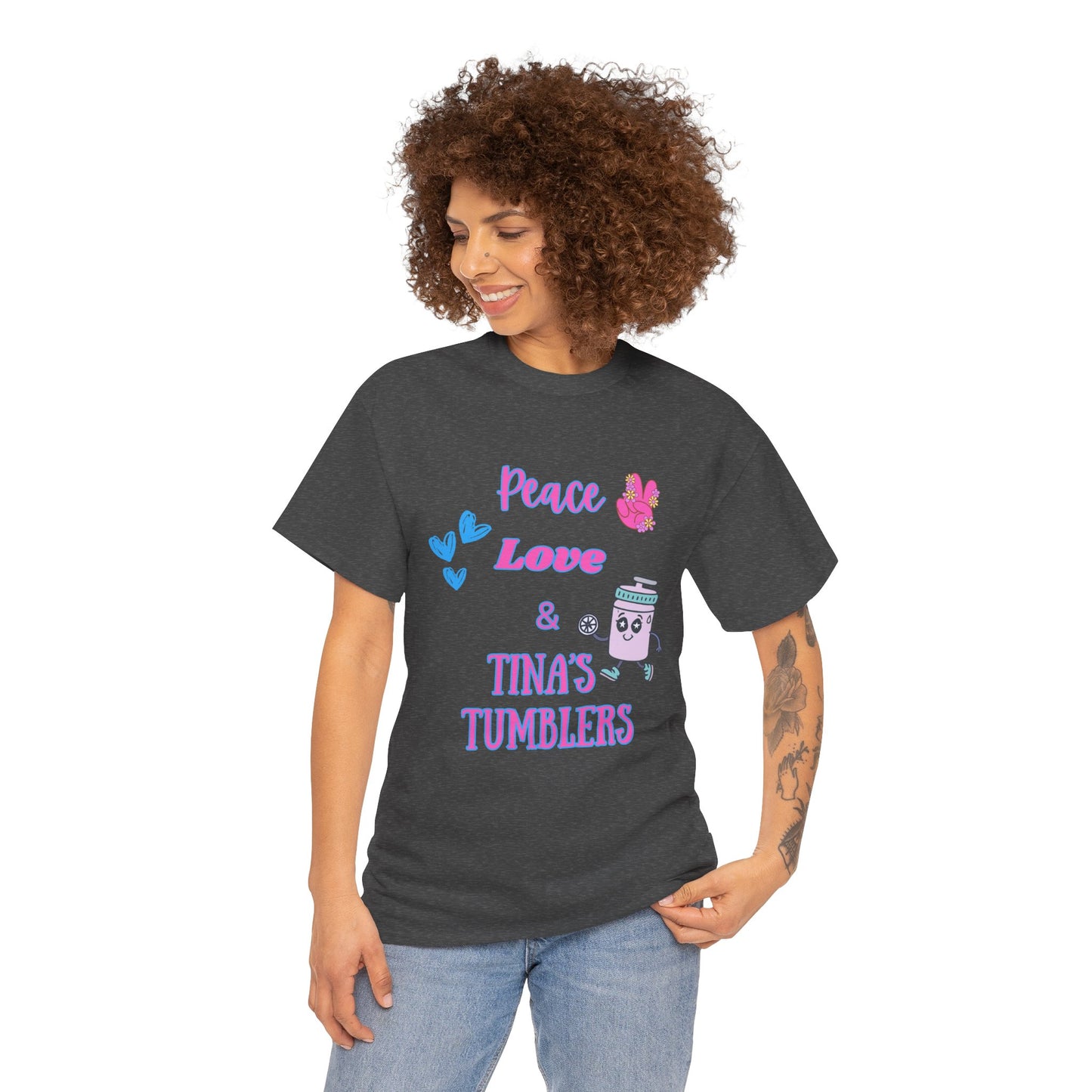 Peace, Love & Tumblers Tee WITH LOGO ON BACK - Unisex Cotton Shirt