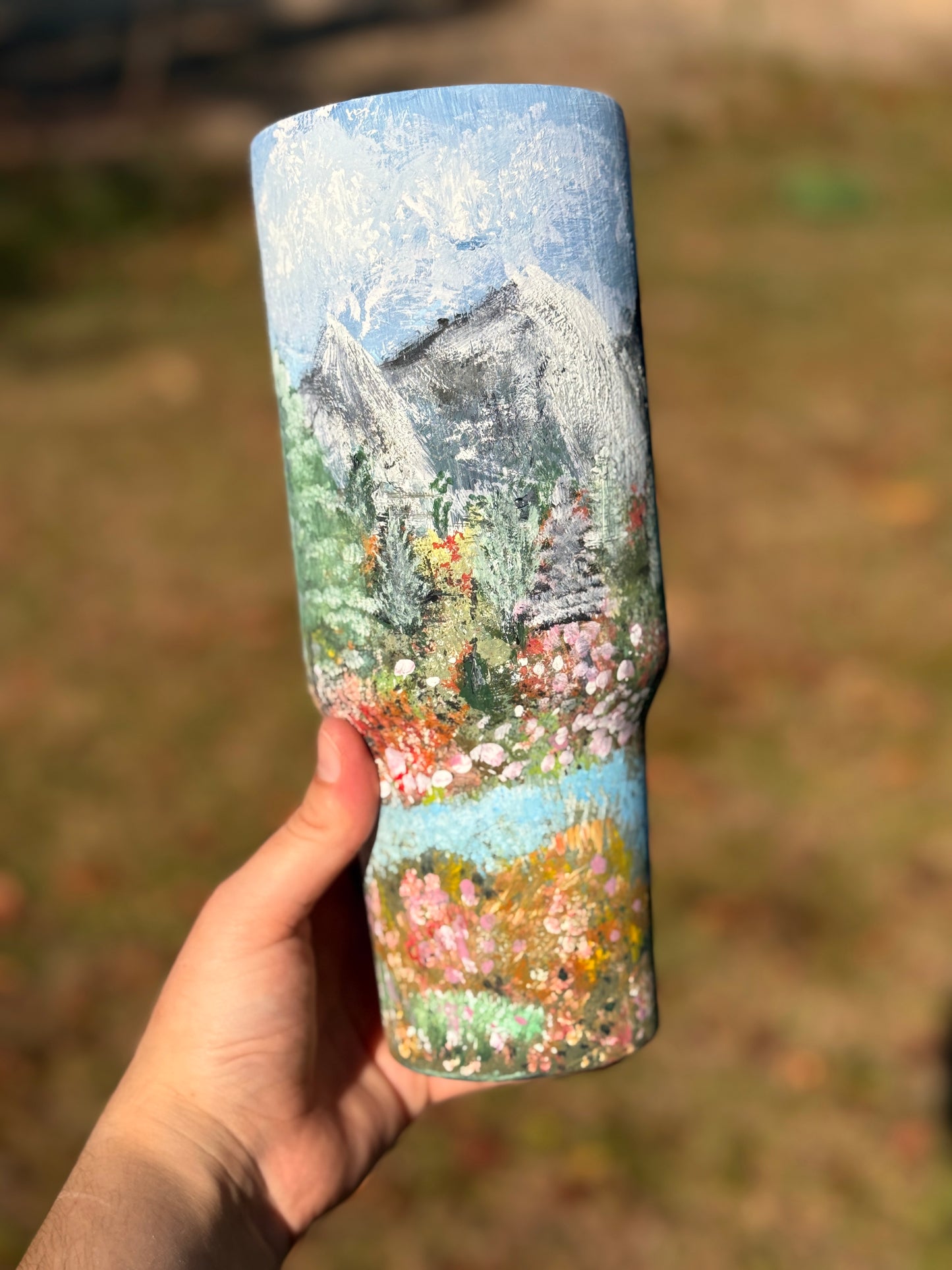 40oz Handpainted tumbler WAFFLE TICKET