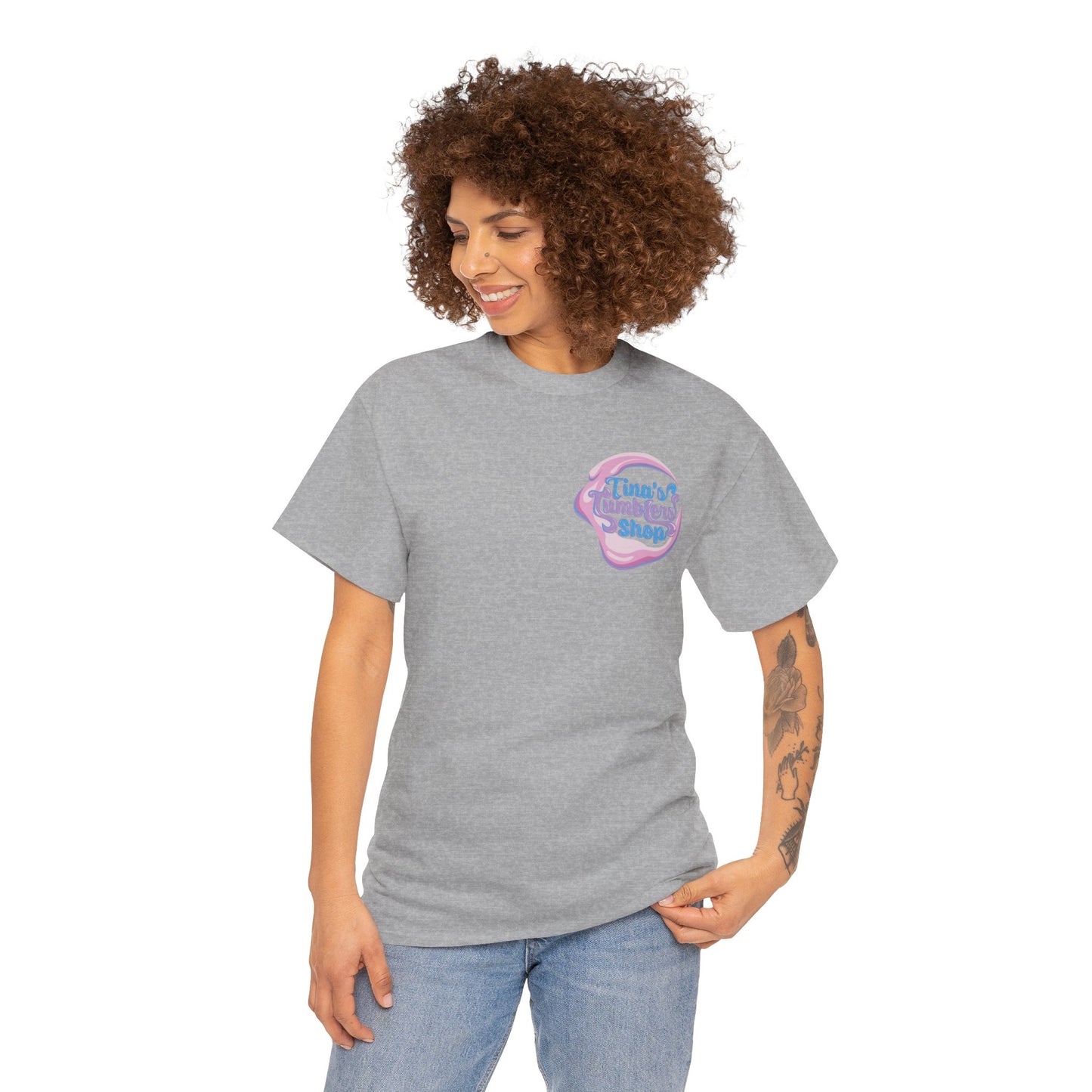 Tina's Tumblers Shop Logo ~ Whimsical Unisex Cotton Tee