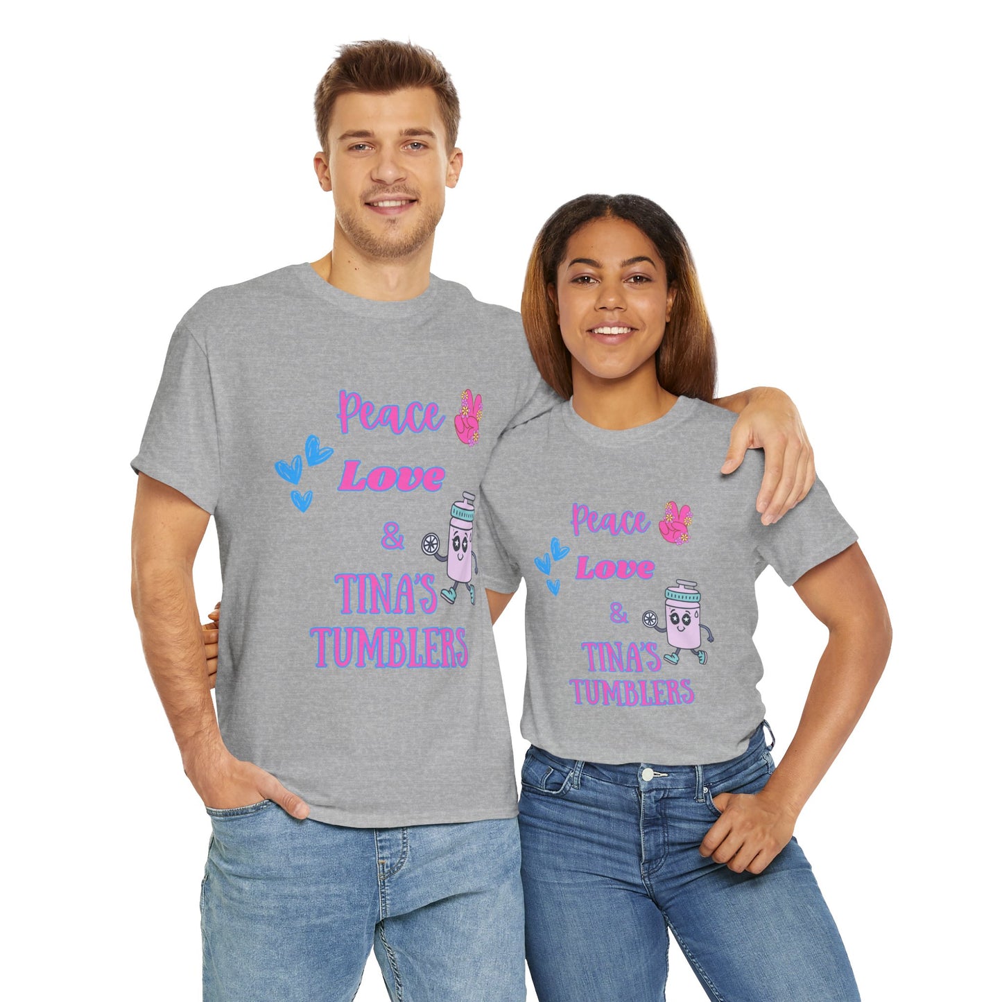 Peace, Love & Tumblers Tee WITH LOGO ON BACK - Unisex Cotton Shirt