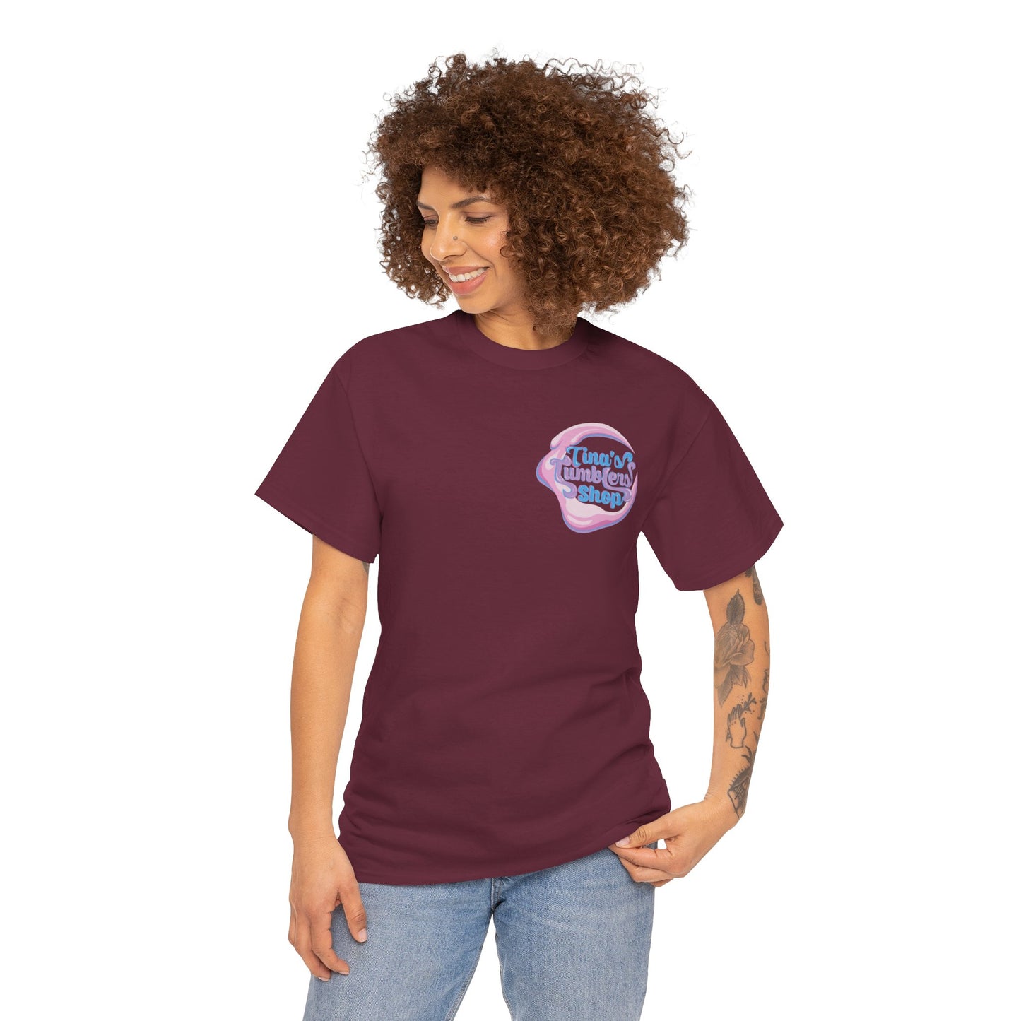 Tina's Tumblers Shop Logo ~ Whimsical Unisex Cotton Tee