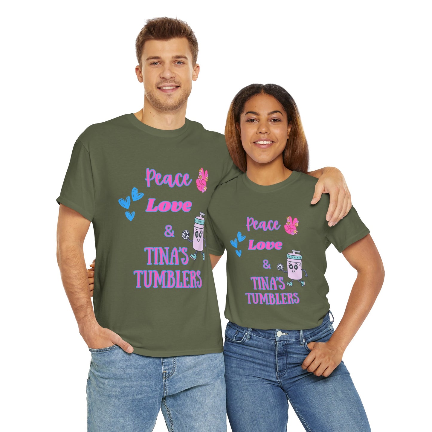Peace, Love & Tumblers Tee WITH LOGO ON BACK - Unisex Cotton Shirt