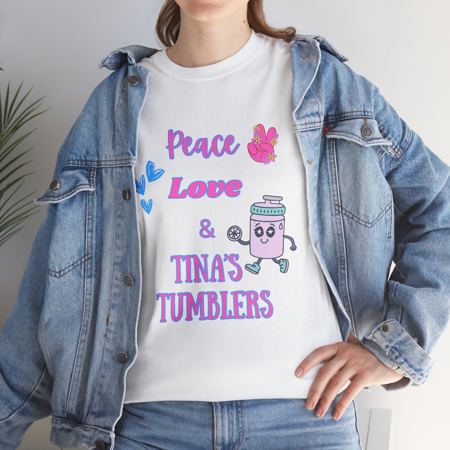 Peace, Love & Tumblers Tee WITH LOGO ON BACK - Unisex Cotton Shirt