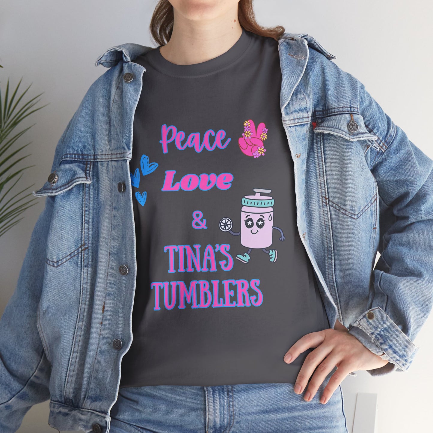 Peace, Love & Tumblers Tee WITH LOGO ON BACK - Unisex Cotton Shirt