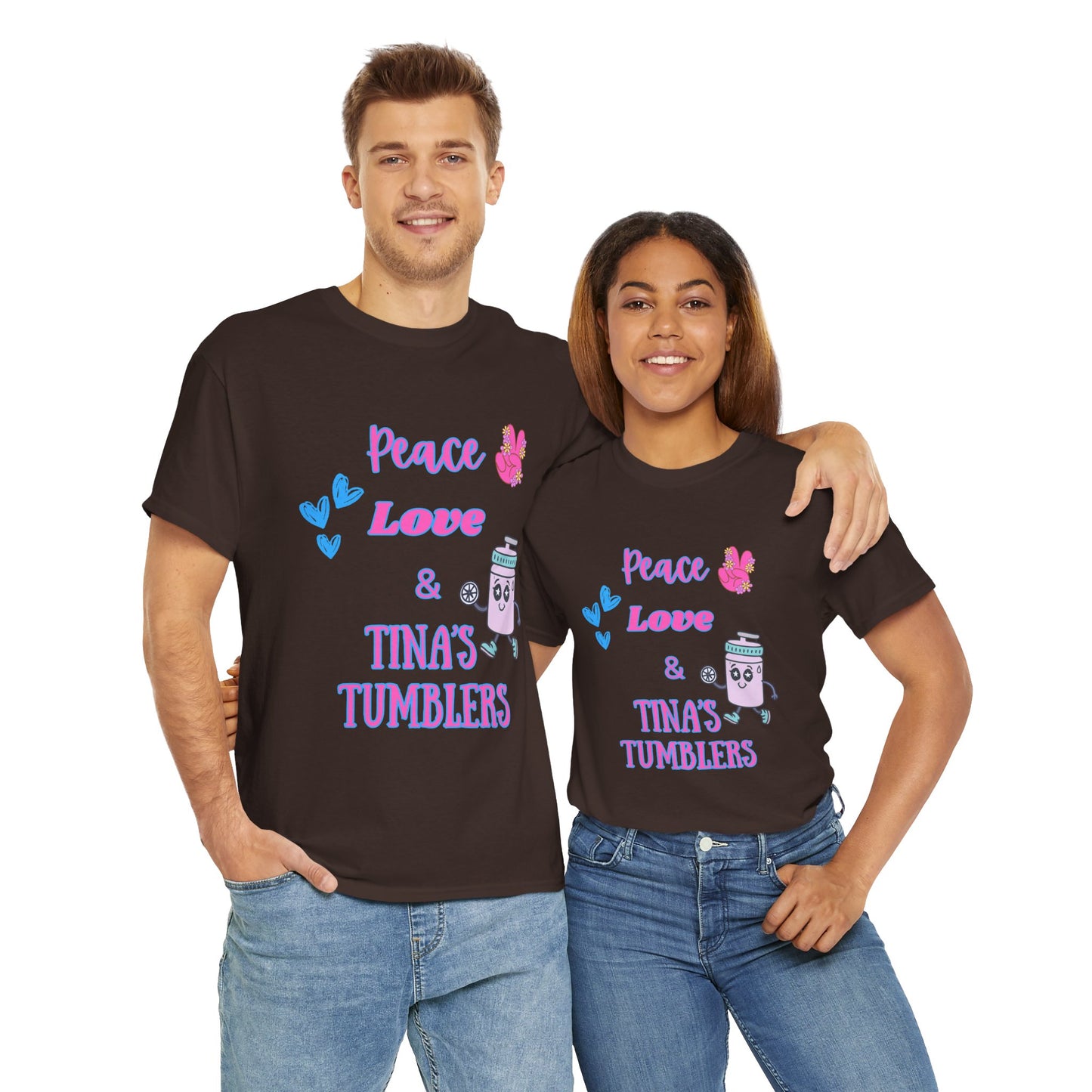 Peace, Love & Tumblers Tee WITH LOGO ON BACK - Unisex Cotton Shirt