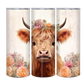 20oz Highland Cow cute with roses tumbler