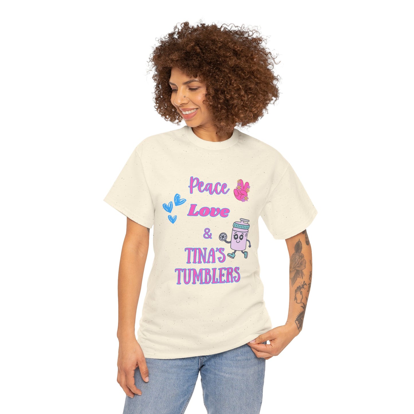 Peace, Love & Tumblers Tee WITH LOGO ON BACK - Unisex Cotton Shirt
