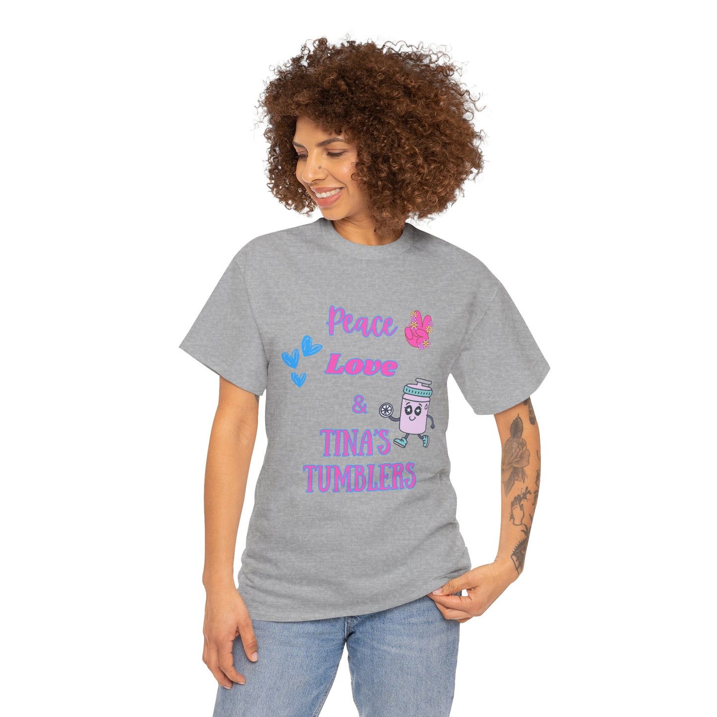 Peace, Love & Tumblers Tee WITH LOGO ON BACK - Unisex Cotton Shirt