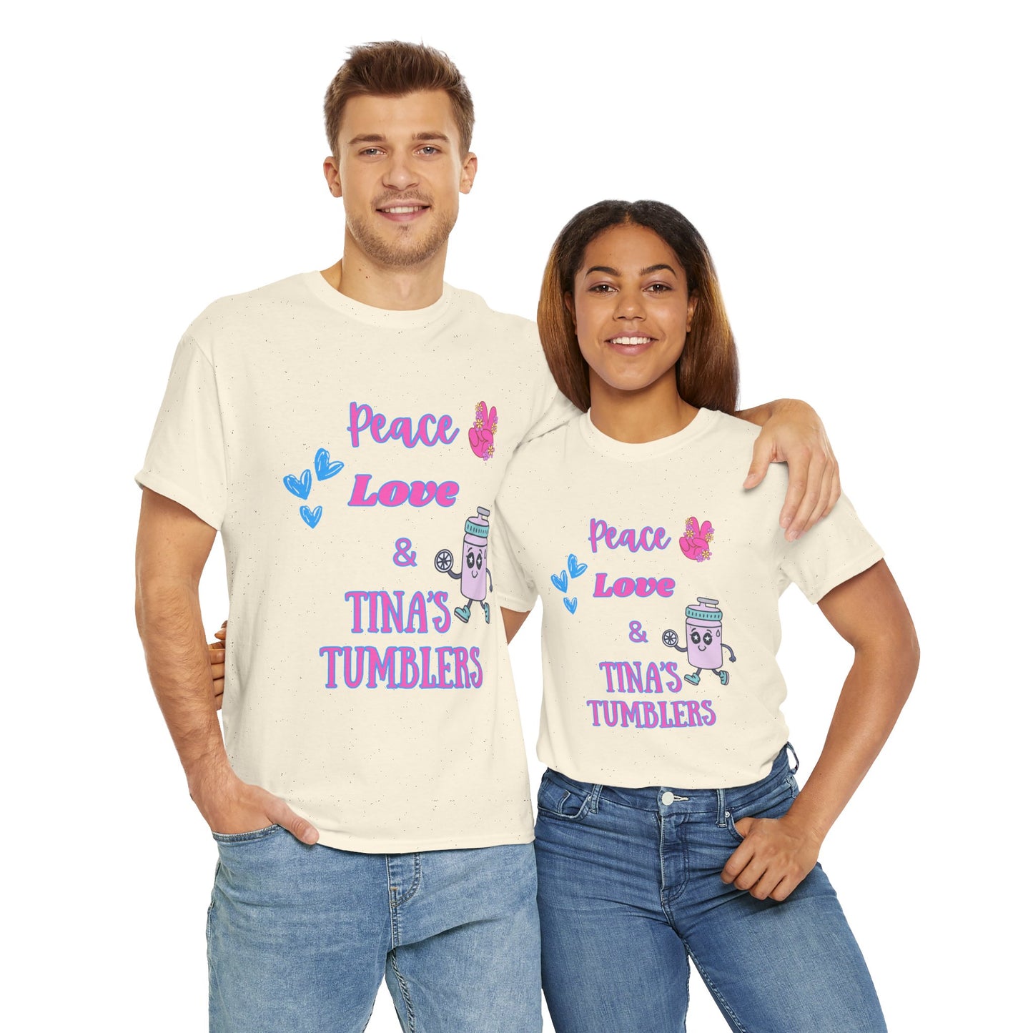 Peace, Love & Tumblers Tee WITH LOGO ON BACK - Unisex Cotton Shirt