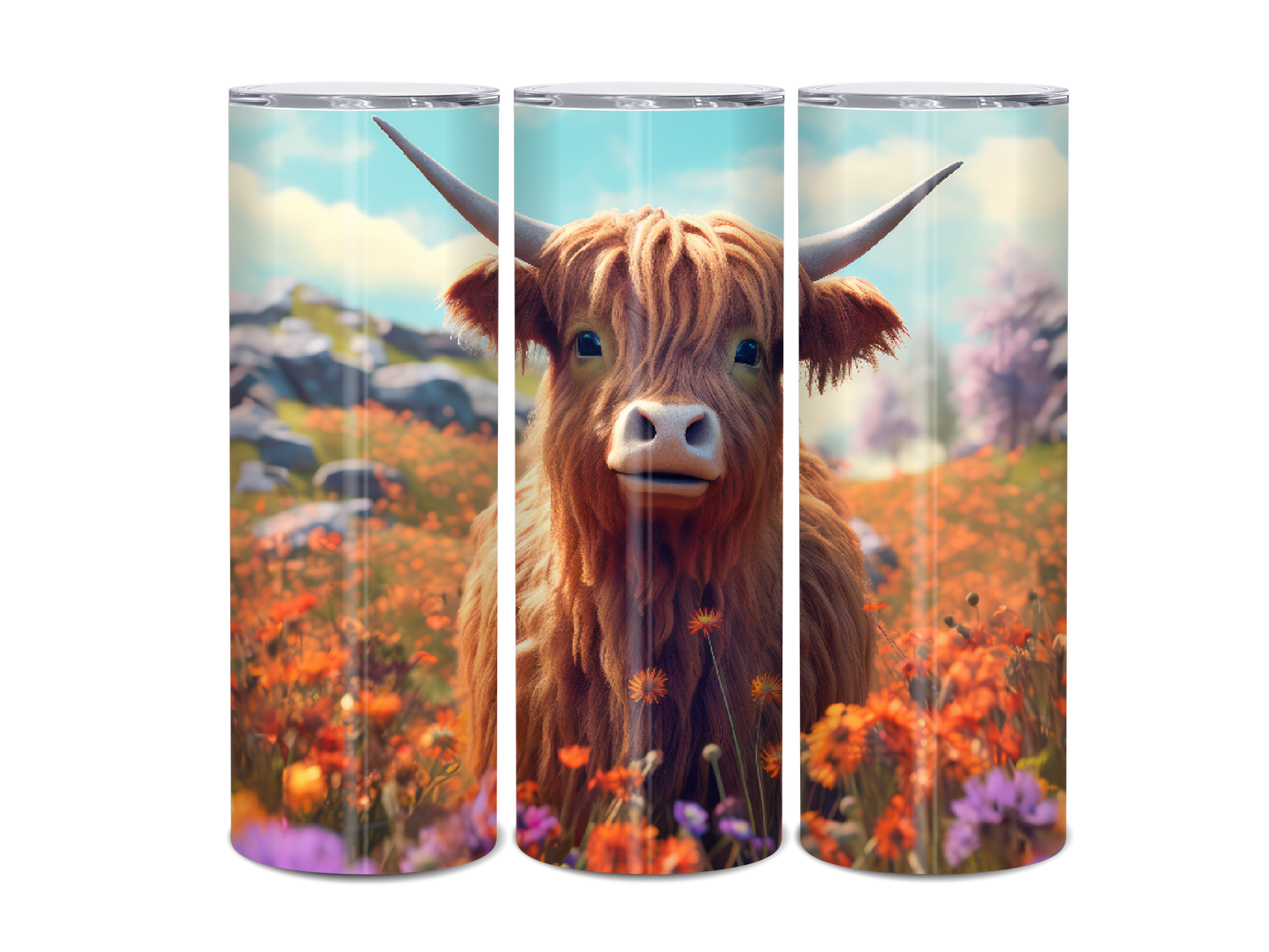 20oz Highland Cow landscape tumbler