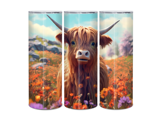 20oz Highland Cow landscape tumbler