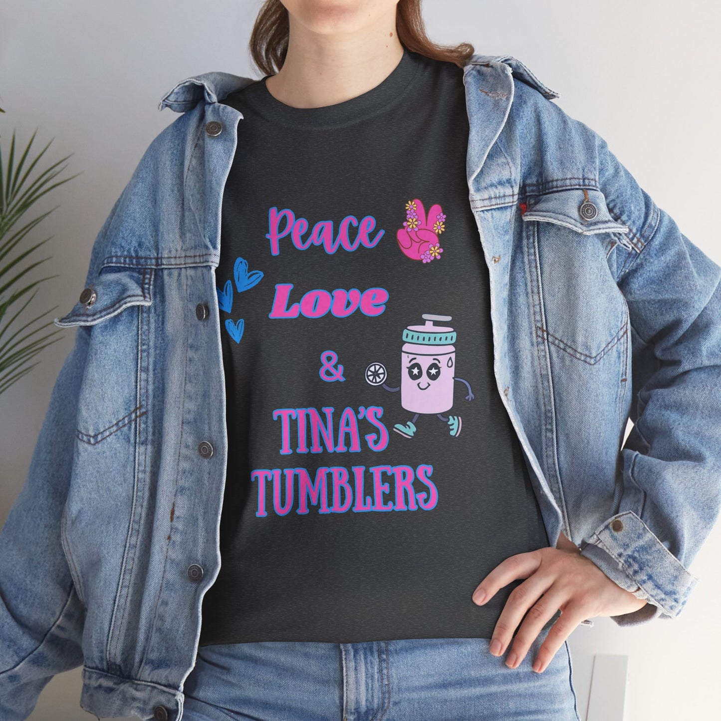 Peace, Love & Tumblers Tee WITH LOGO ON BACK - Unisex Cotton Shirt