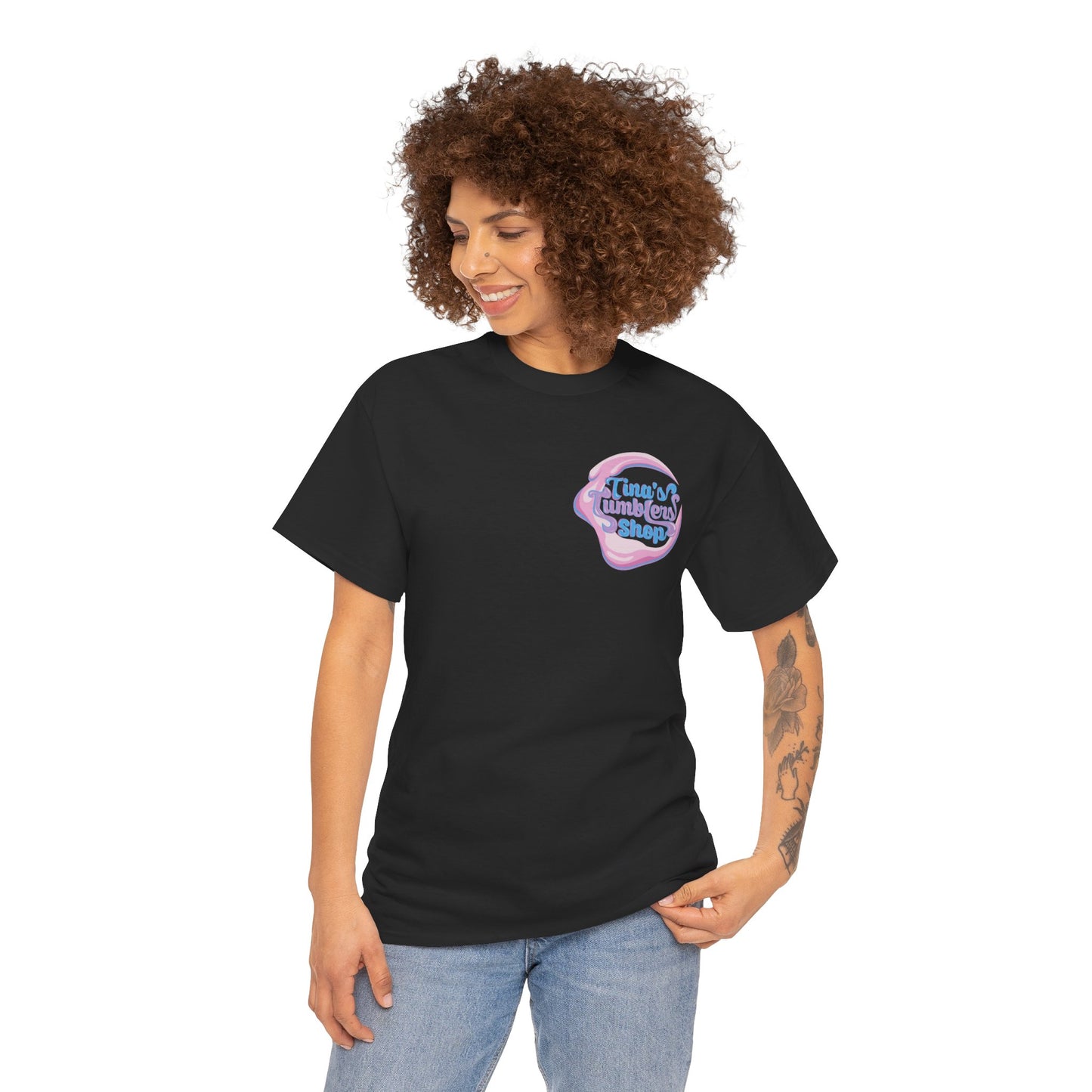 Tina's Tumblers Shop Logo ~ Whimsical Unisex Cotton Tee