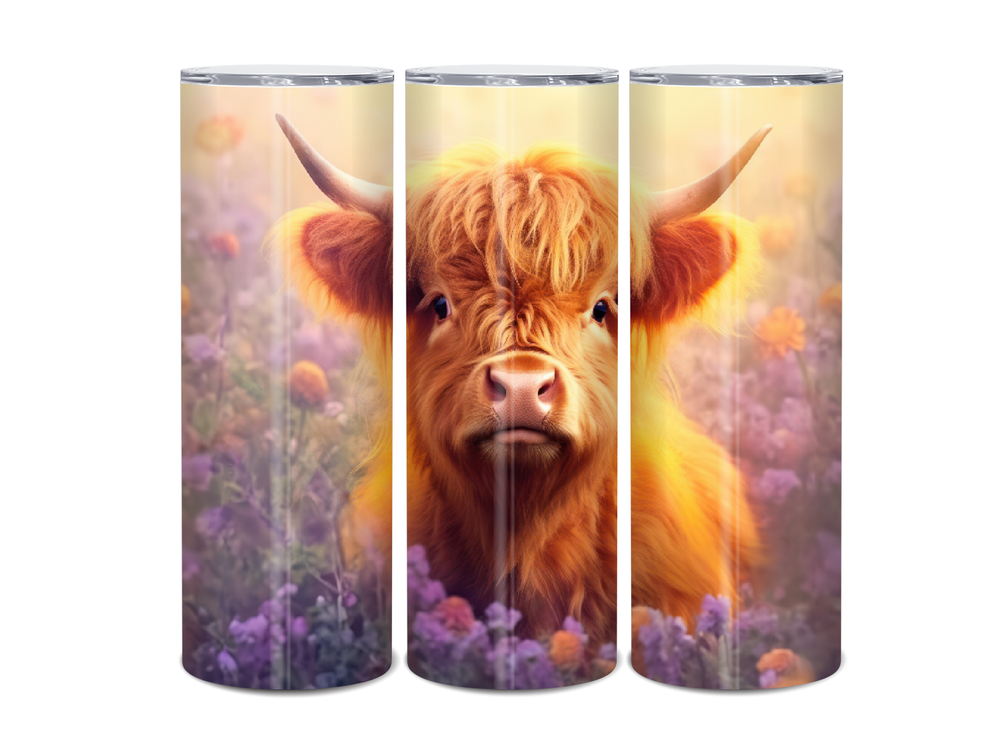 20oz Highland Cow Magic Hour florals