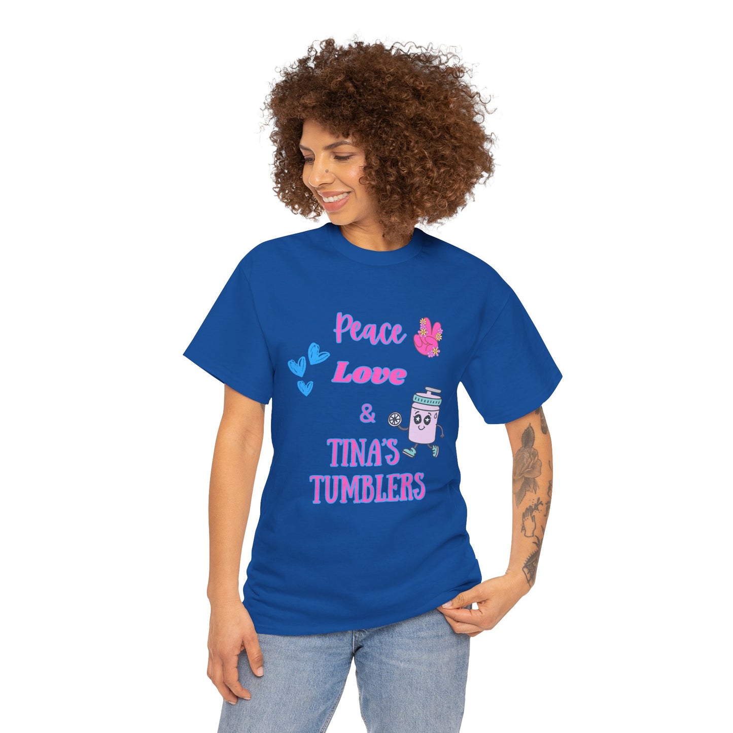 Peace, Love & Tumblers Tee WITH LOGO ON BACK - Unisex Cotton Shirt