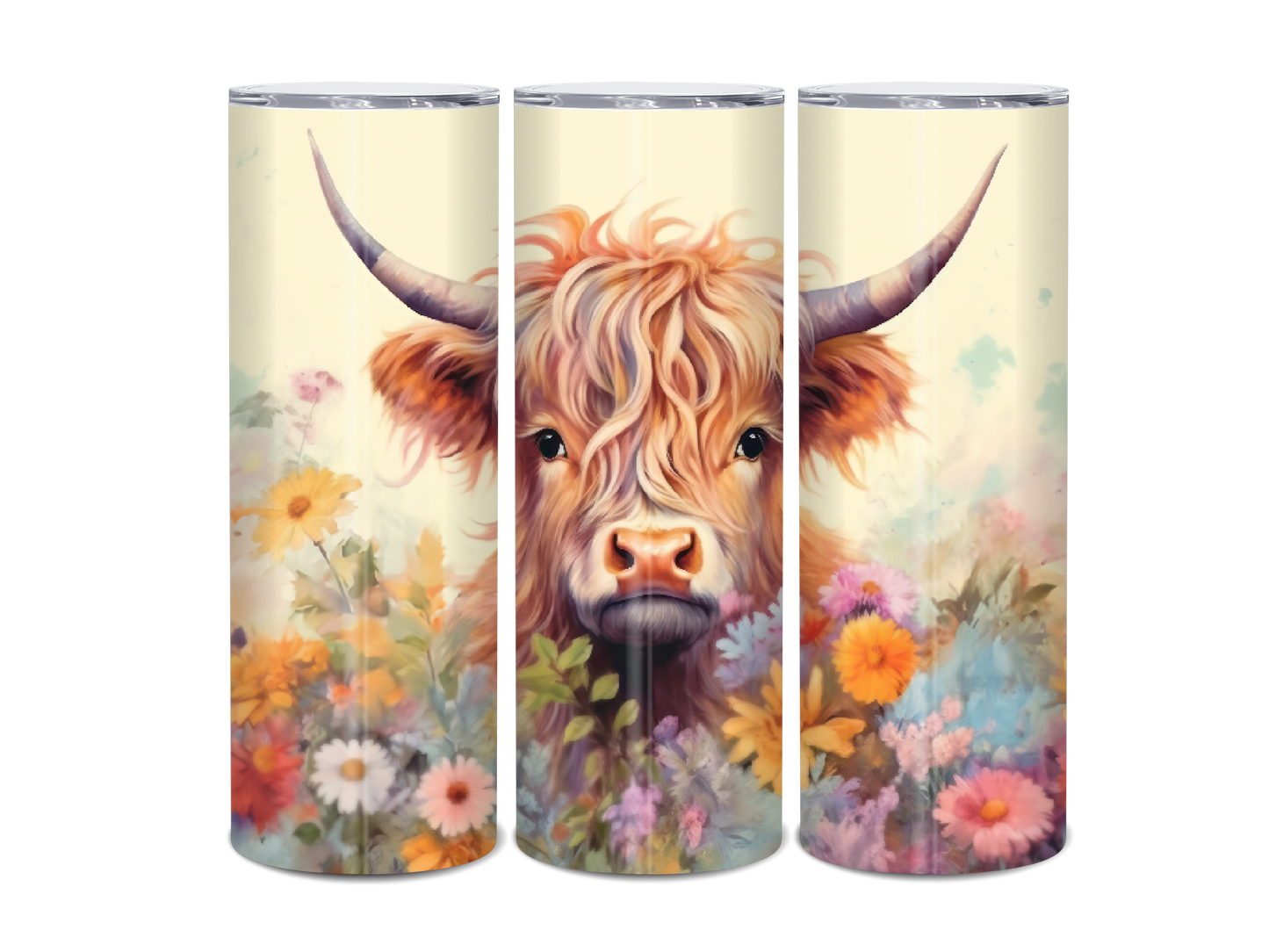 20oz Highland Cow florals