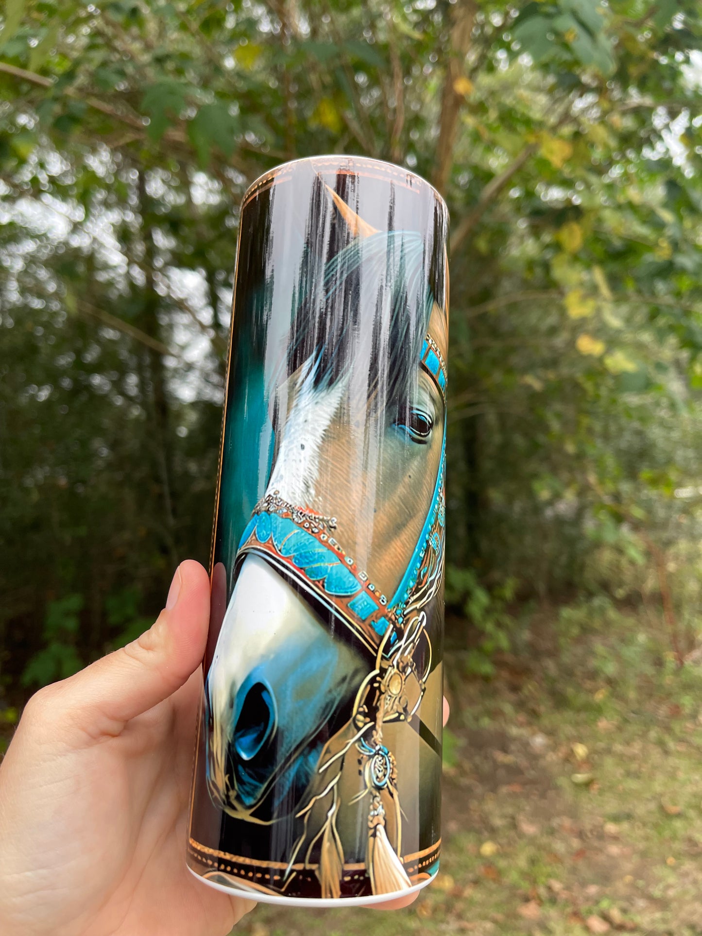 Teal horse tumbler