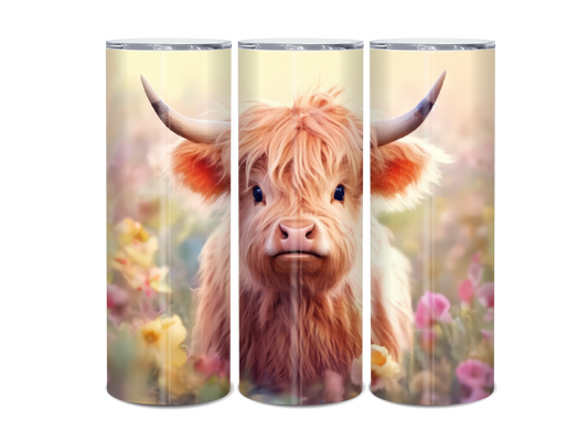 20oz Highland Cow Flower Field