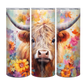 20oz Highland Cow Colorful Florals