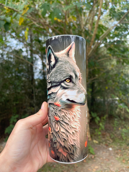 Floral wolf tumbler