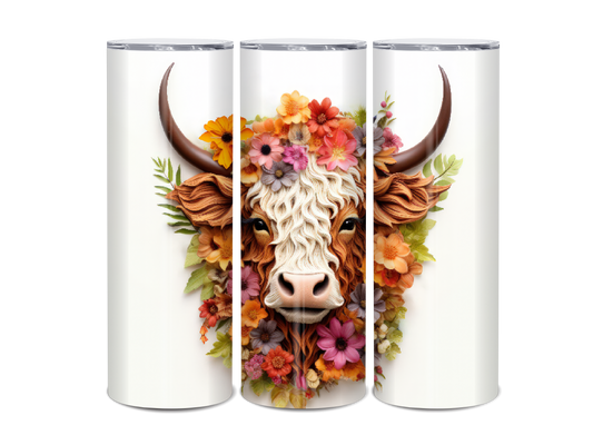 20oz Highland Cow florals