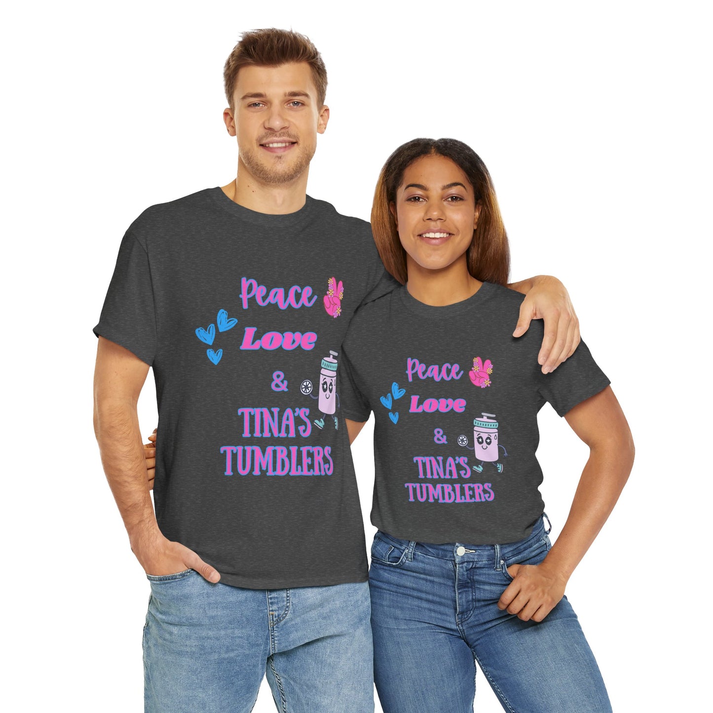 Peace, Love & Tumblers Tee WITH LOGO ON BACK - Unisex Cotton Shirt