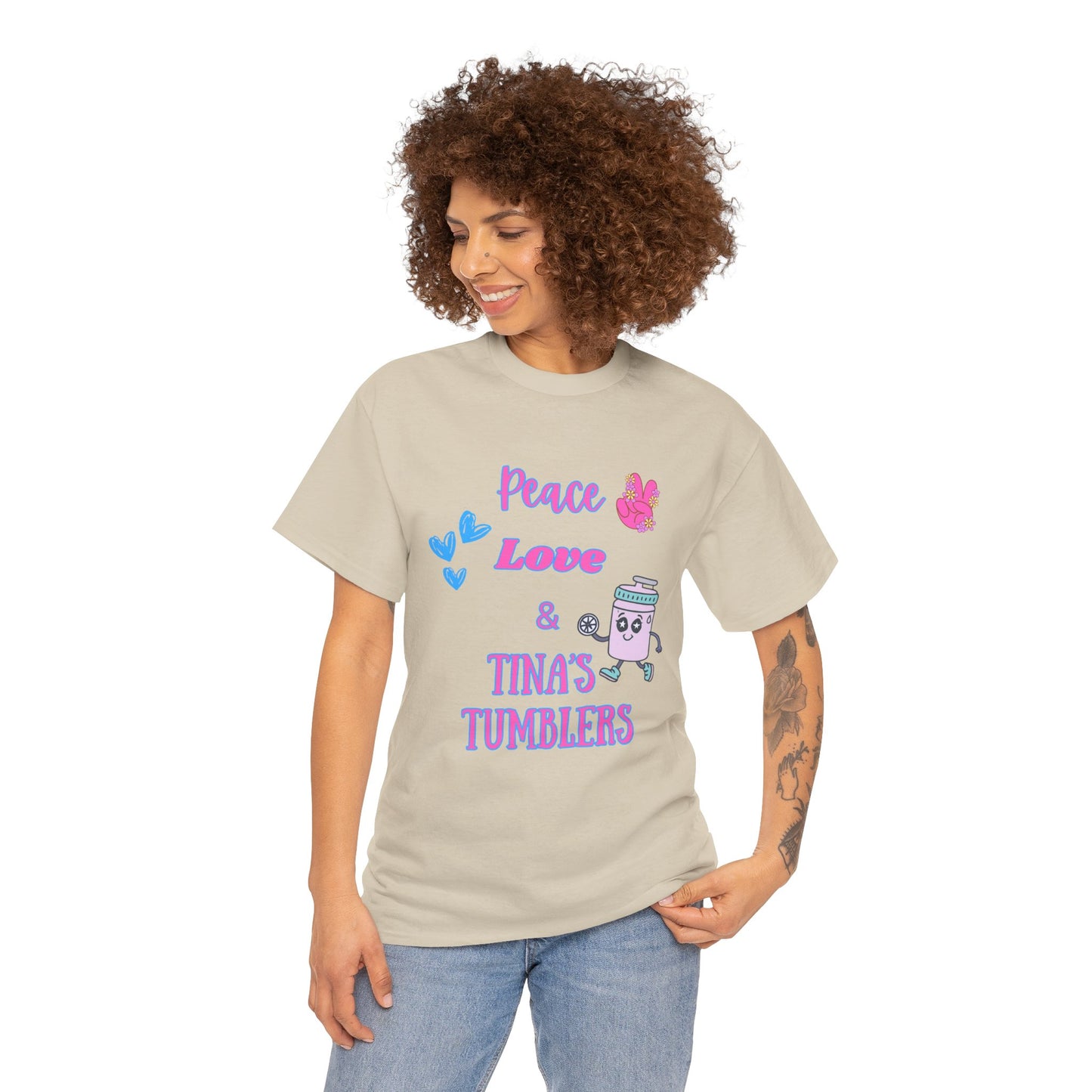 Peace, Love & Tumblers Tee WITH LOGO ON BACK - Unisex Cotton Shirt
