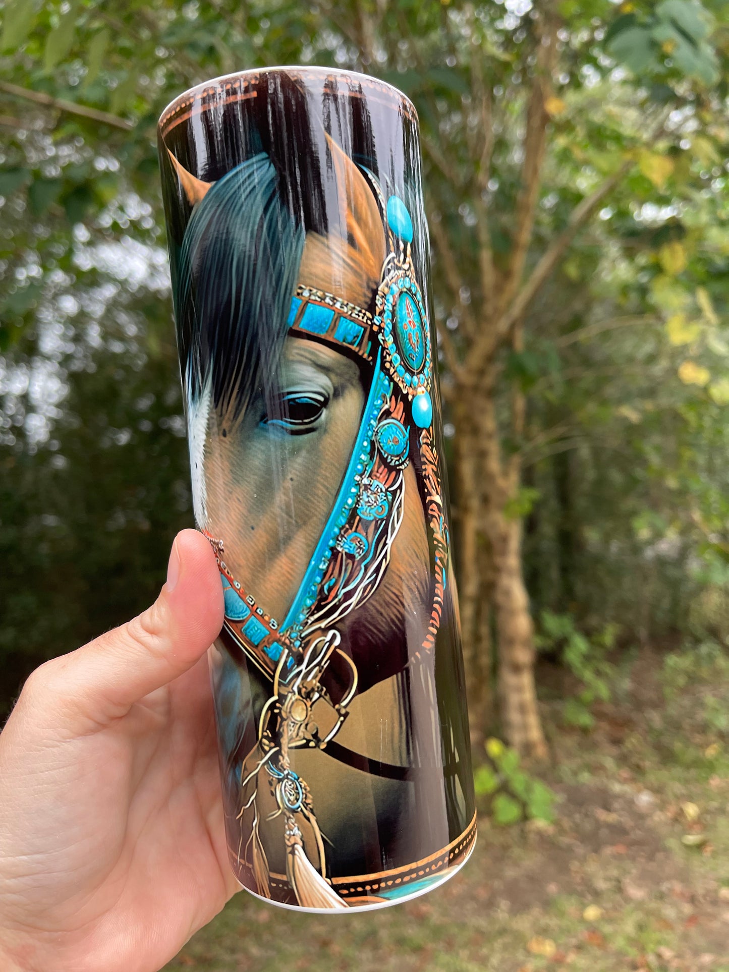 Teal horse tumbler