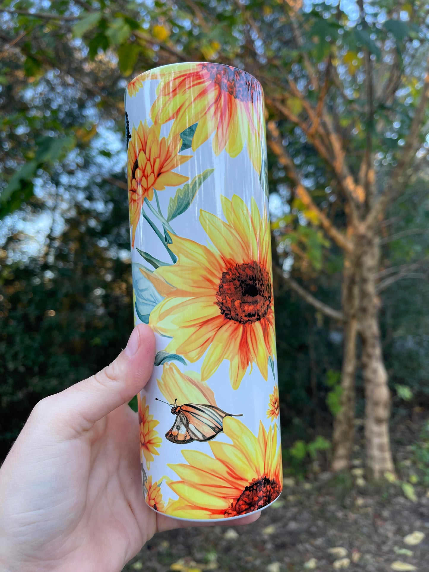 20oz Yellow Sunflower with butterfly tumbler