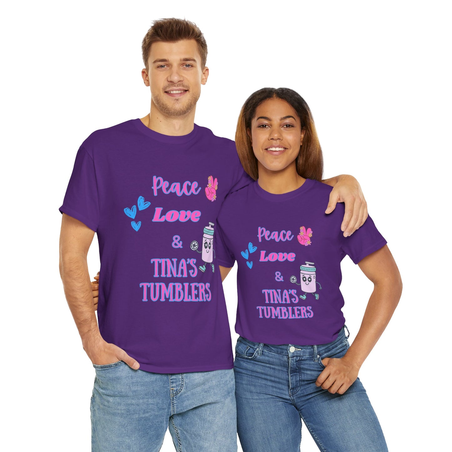Peace, Love & Tumblers Tee WITH LOGO ON BACK - Unisex Cotton Shirt