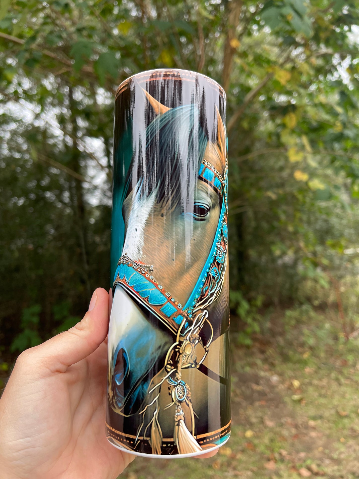 Teal horse tumbler