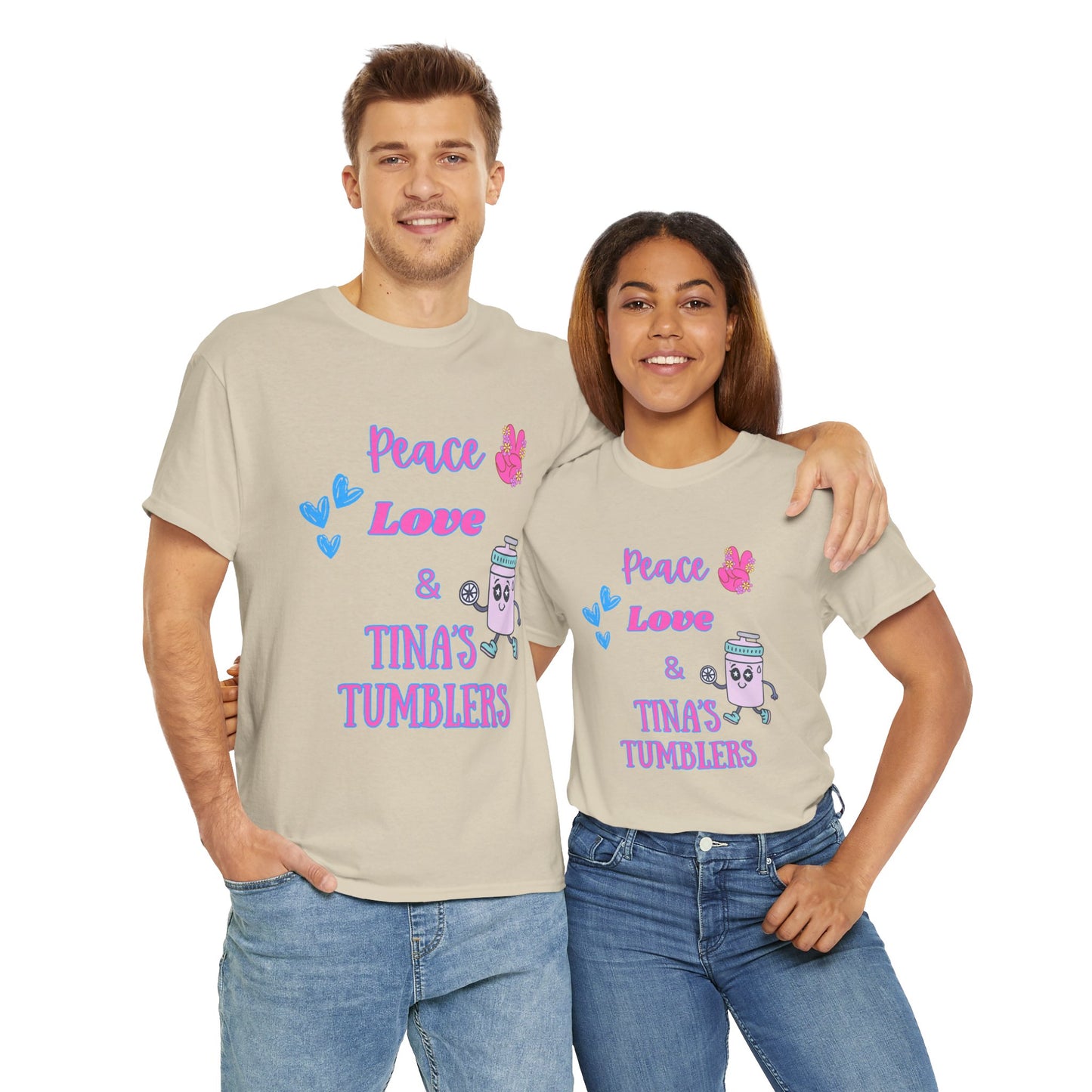 Peace, Love & Tumblers Tee WITH LOGO ON BACK - Unisex Cotton Shirt