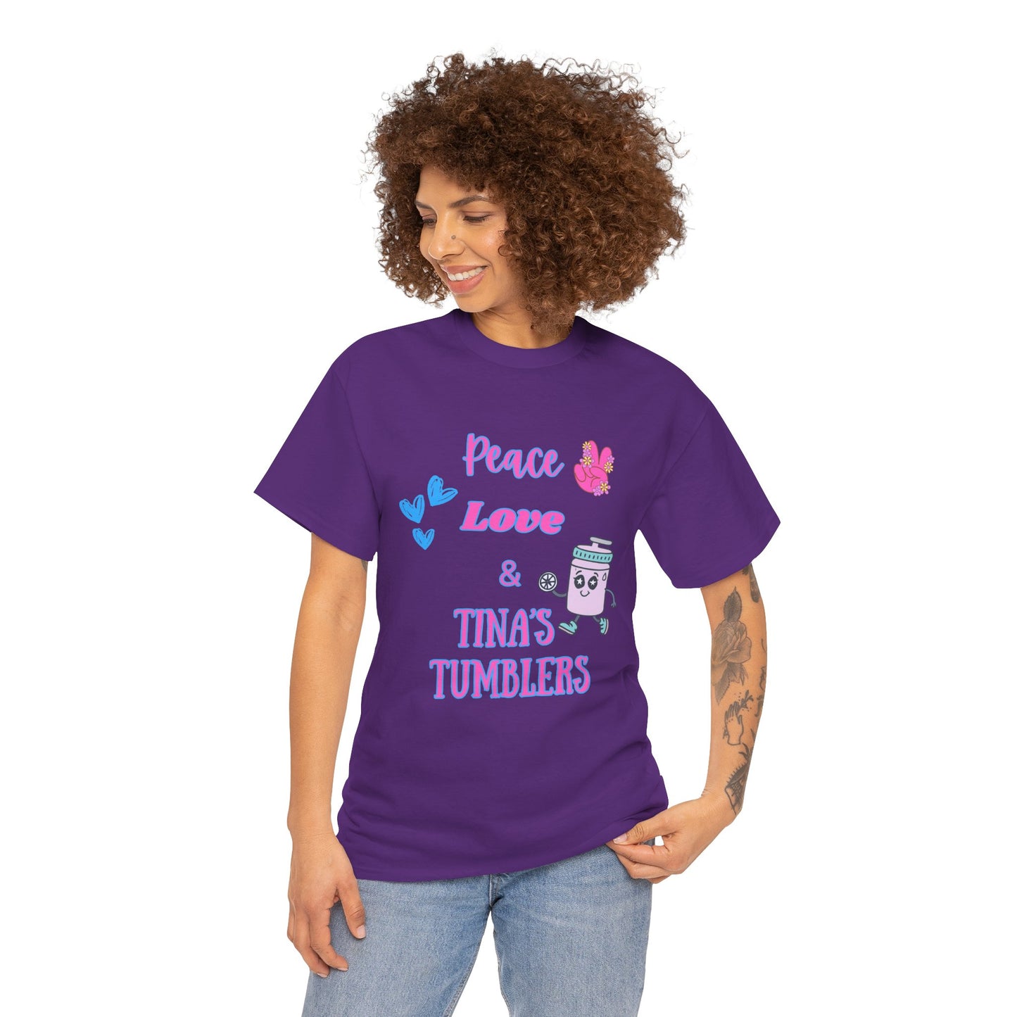 Peace, Love & Tumblers Tee WITH LOGO ON BACK - Unisex Cotton Shirt