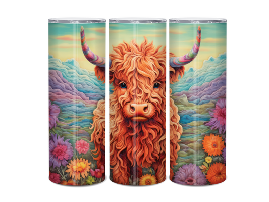 20oz Highland Cow painted look