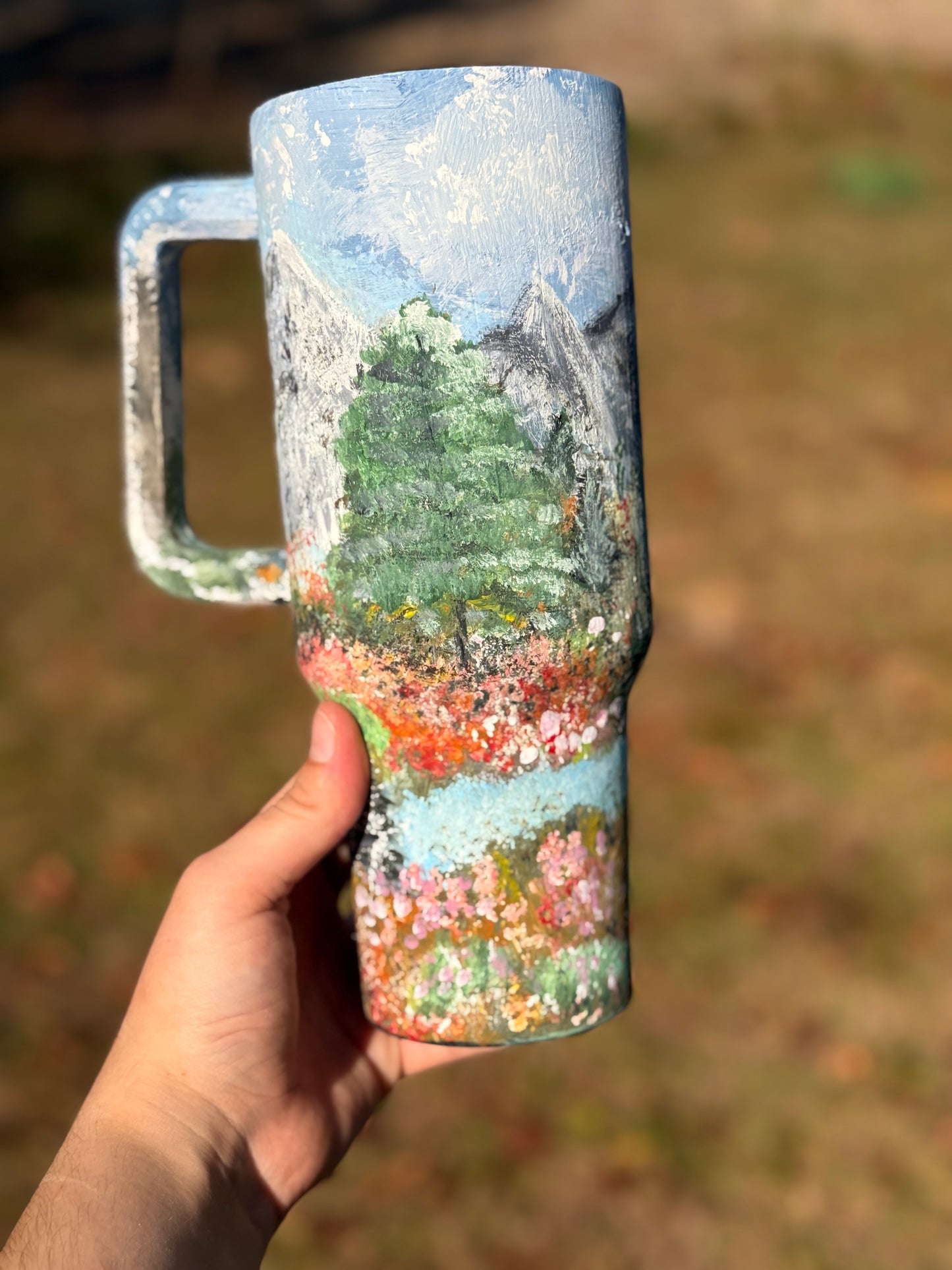 40oz Handpainted tumbler WAFFLE TICKET