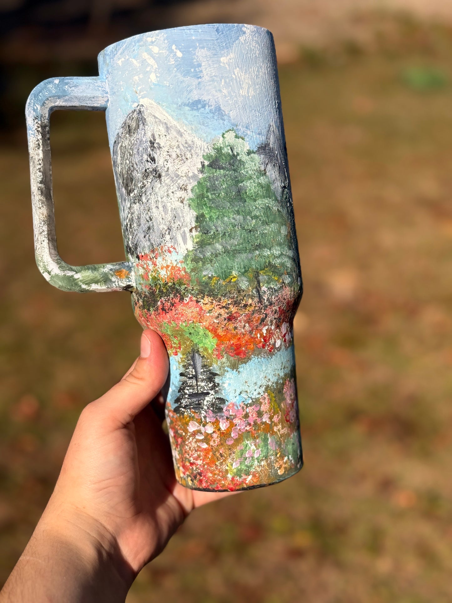 40oz Handpainted tumbler WAFFLE TICKET