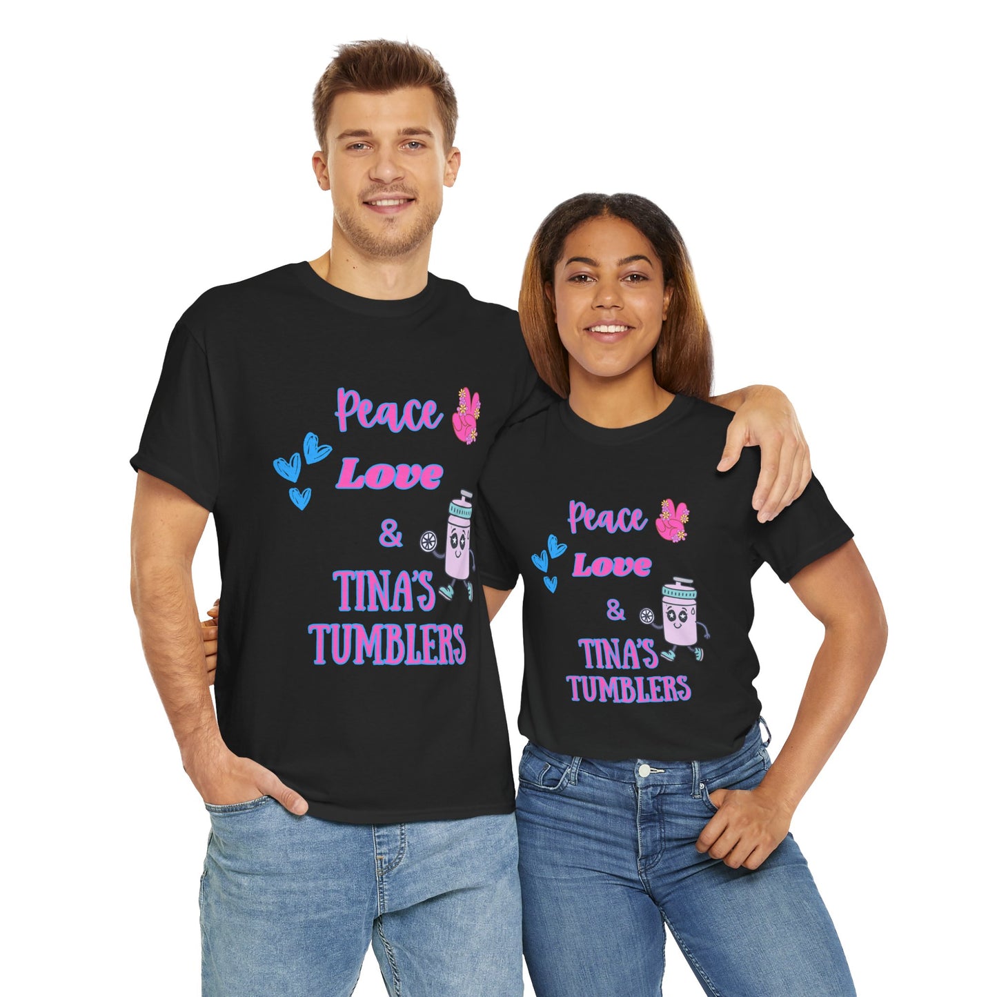 Peace, Love & Tumblers Tee WITH LOGO ON BACK - Unisex Cotton Shirt