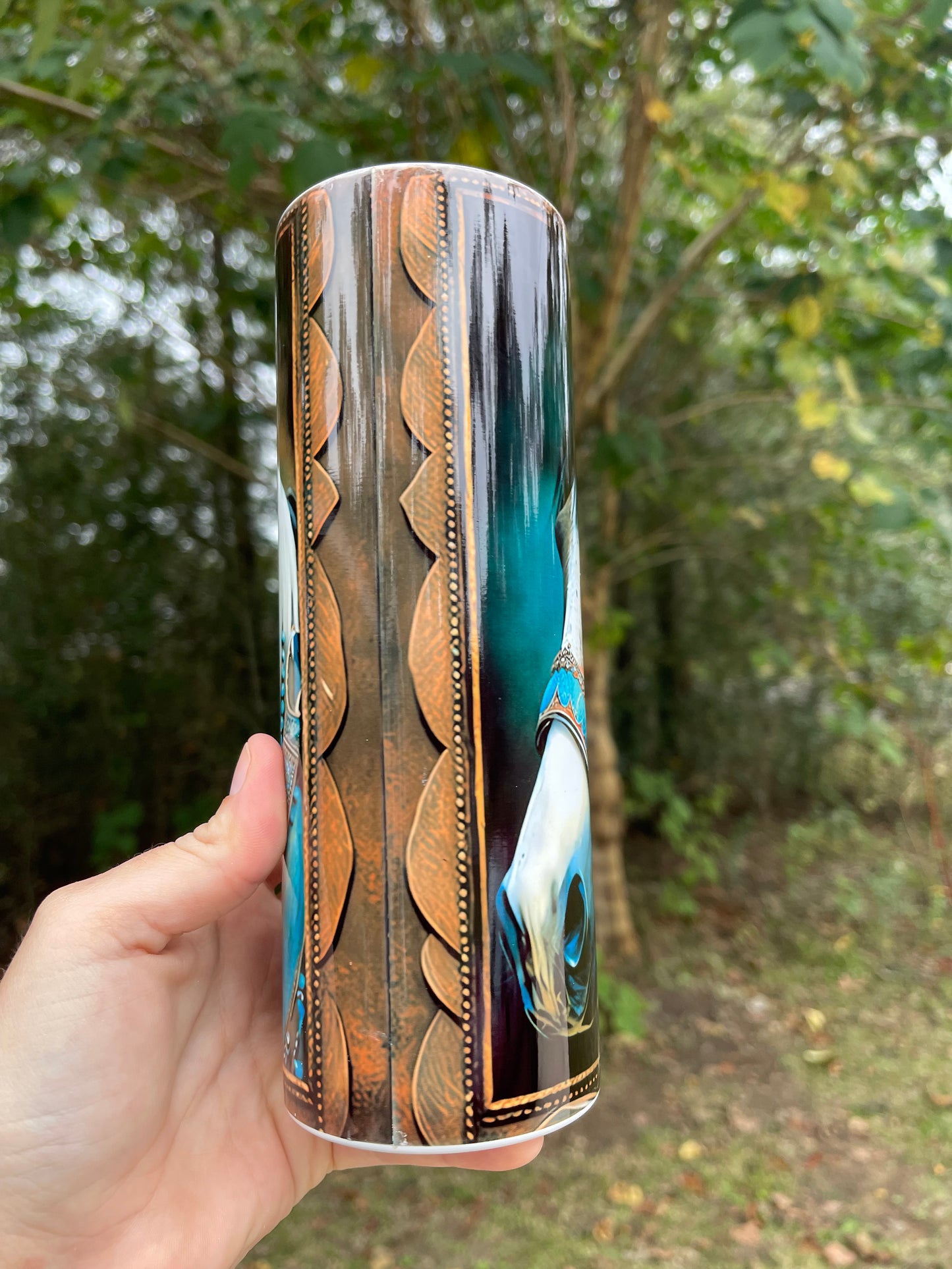 Teal horse tumbler