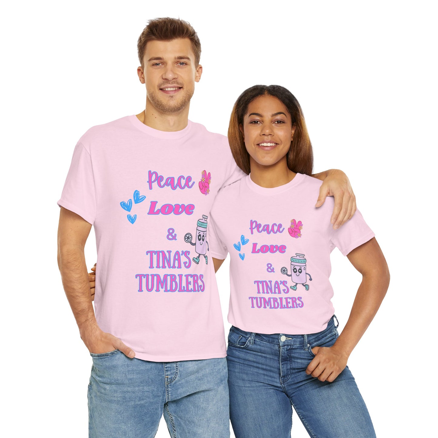Peace, Love & Tumblers Tee WITH LOGO ON BACK - Unisex Cotton Shirt